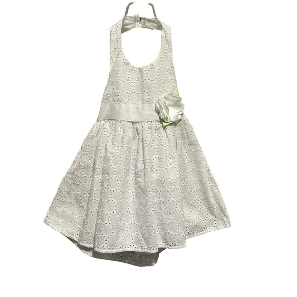 Sweet Heart Rose Infant Girls 24 Mo White Eyelet Halter Neck Dress Ribbon Flower - Picture 1 of 8